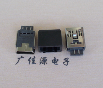 漳州MINI USB 5Pin接口 带护套焊线母座 B型180度铜壳