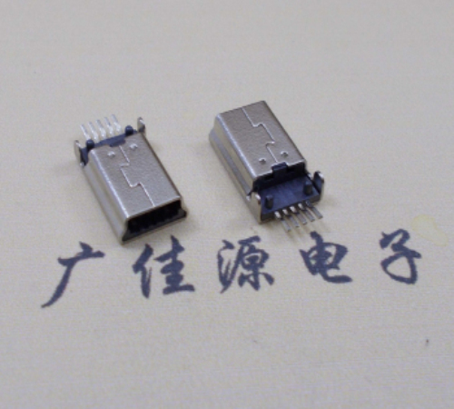 漳州MINI USB公头 5pin端子贴板带柱 10.7mm体长