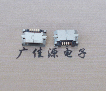 漳州Micro USB平口全贴板 鱼叉脚5.0长带定位柱加焊盘