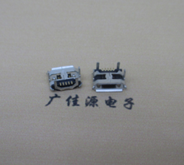 漳州Micro usb5p母座 B型口 加长2.0mm牛角 焊接图解