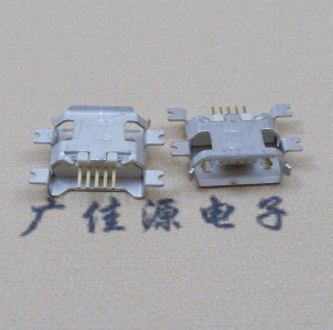 漳州MICRO USB5pin接口 四脚贴片沉板母座 翻边白胶芯