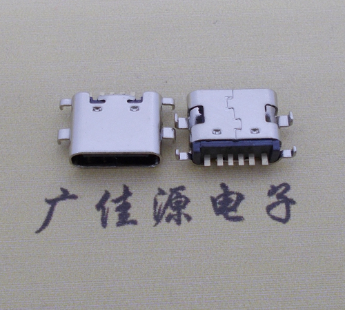 漳州简易充电type c6P母座沉板1.6mm接口