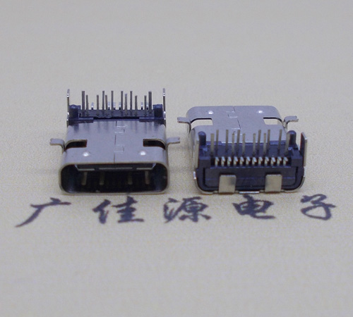 漳州板上型type-c24p母座前插后贴，卧式type-c连接器