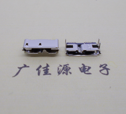 漳州micro usb 3.0 10pin母座双接口带卷边四脚插板