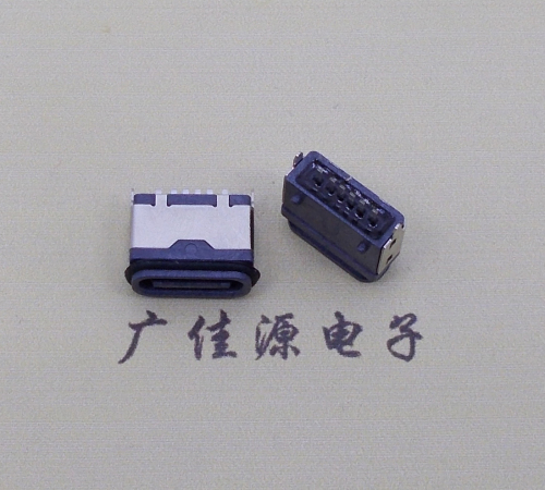 漳州usb type c6p防水立插母座两脚插带定位柱